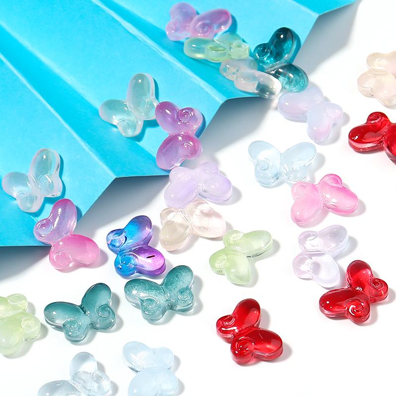50 Stück Lampwork Perlen Schmetterlingsform Lose Abstandshalter Perlen Für Schmuckherstellung Halskette Armband Ohrring Zubehör Bunte Perlen