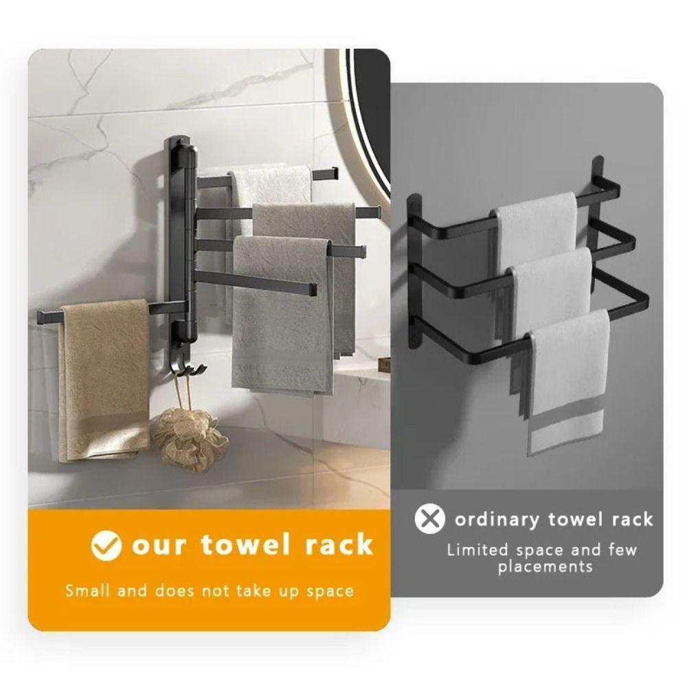 Multi-pole Suction Cup Towel Rack 180°Rotating Clothes Hanger Fashion Bathroom Towel Pole Rag