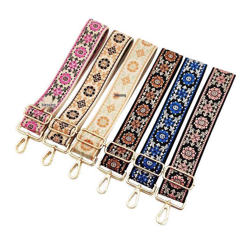 New Wide Jacquard Adjustable Crossbody Shoulder Strap - Women's Bag Accessory