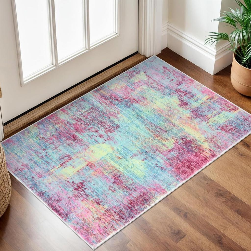 Tie-Dye Washed Back Carpet Moisture-Proof Machine Washable Entrance Door Mat Bedroom Entrance Mat Home Decor