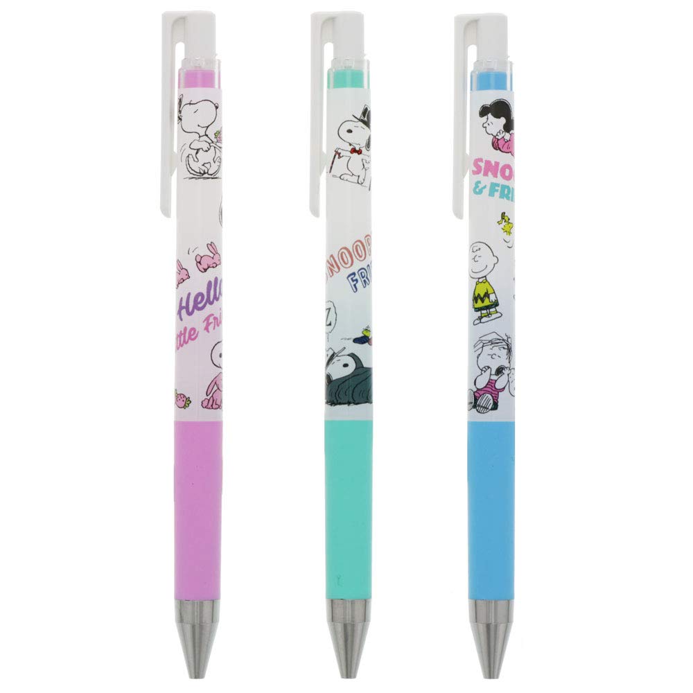 Sunstar Stationery Snoopy Gel Ink Ballpoint Pen Juice Up Set of 3 Pastel S4647742 0.4mm