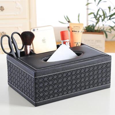 Leather Multi-functional Desk Organizer with Tissue Box
