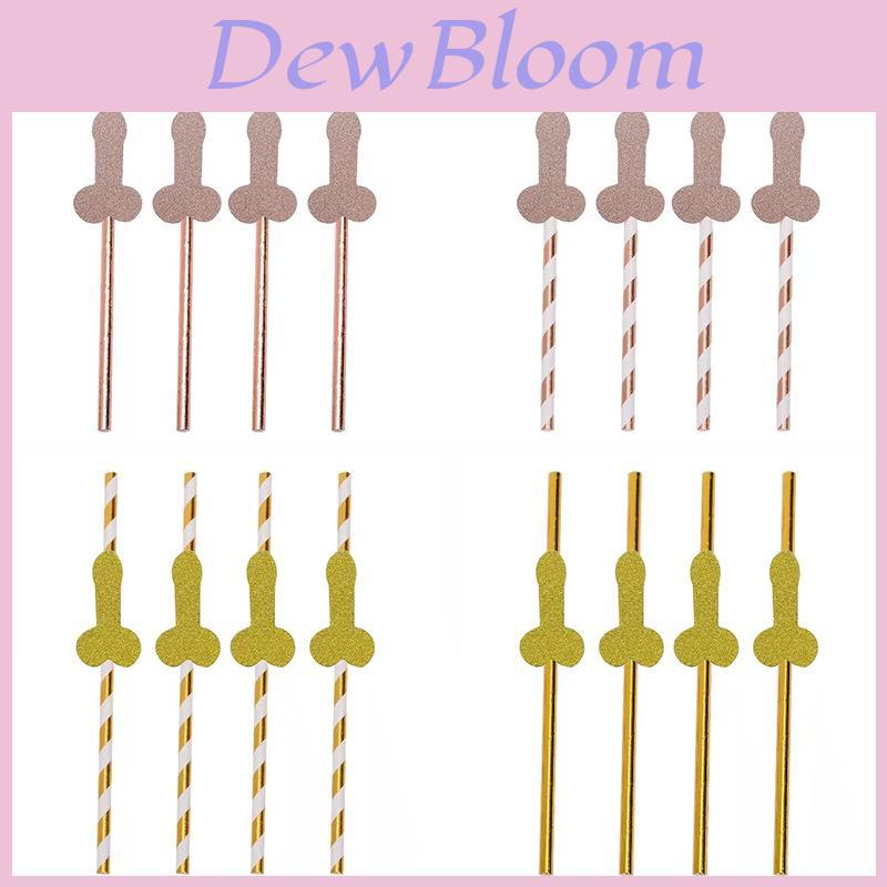 No Brand Paper Drinking Straws With Gold Stripes For Party Bar Decor