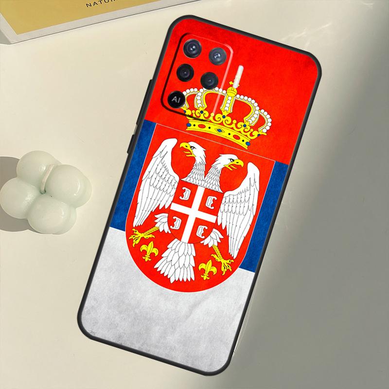 Cool pouzdro s vlajkou Srbska pro OPPO A53 A53S 2020 A5 A9 A31 A52 A72 A94 A74 A54 A83 A91 A93 A16 A15 Zadní Coque