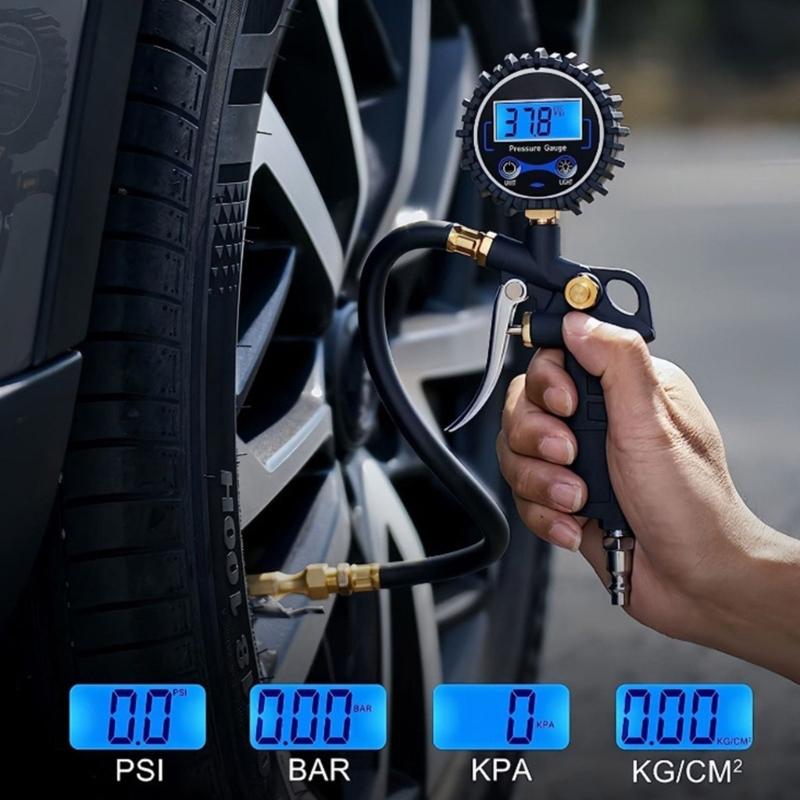 Digital Tire Pressure Gauge and Inflator 250PSI with Rubber Hose Quick Connect Coupler Large Display for Car Truck SUV