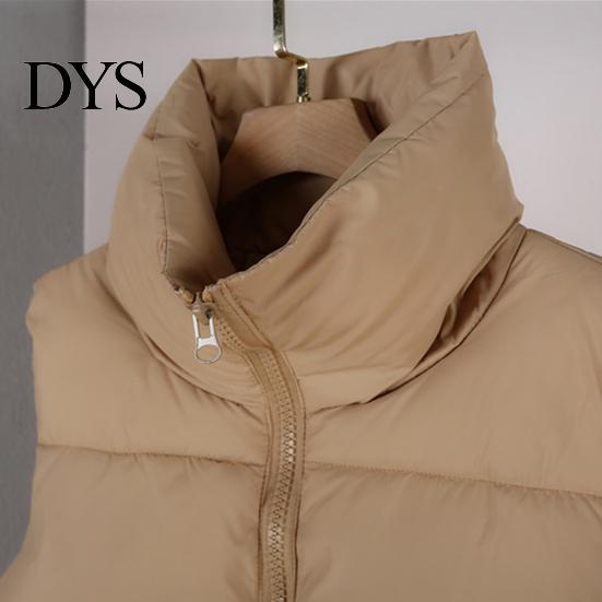 Damen Winterjacke Weste Mantel Stehkragen Nackenschutz Verdickt Gepolstert Reißverschluss Leichte Strickjacke Ärmellos Einfarbig Kordelzug Dame