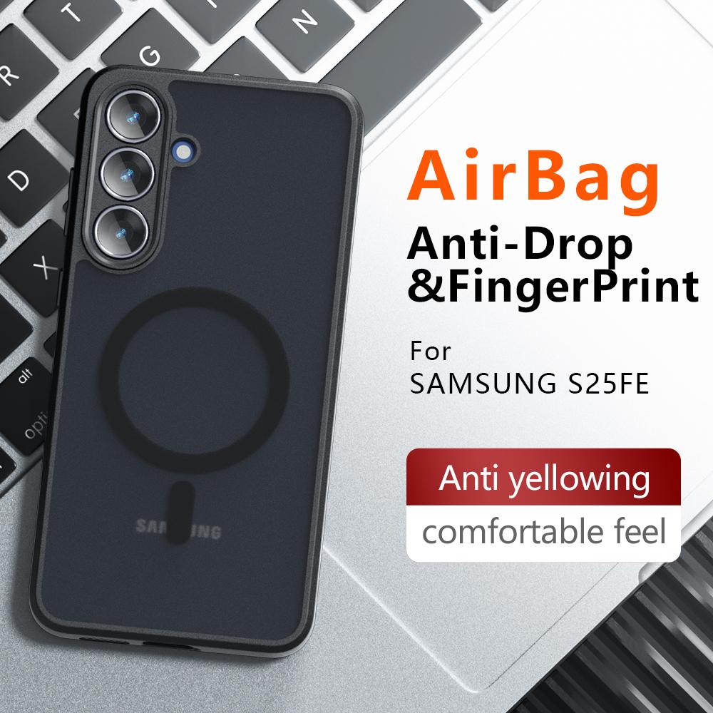 For Magsafe Magnetic Wireless Charging Case For Samsung Galaxy S25 FE S25FE 5G Shockproof Matte Back Cover Coque