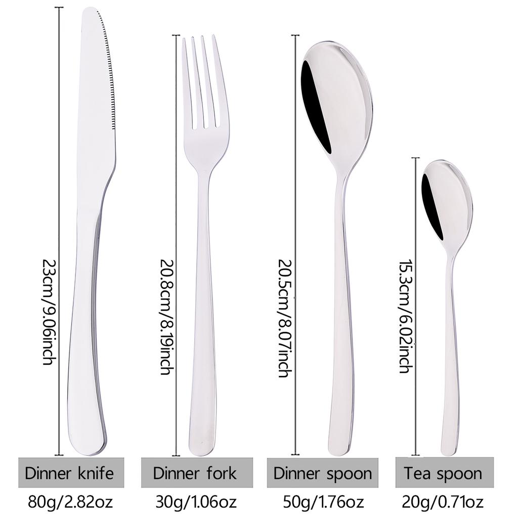 4pcs High-quality Stainless Steel Tableware Set Shiny Silver Flatware Knife Fork Coffee Spoon Dinnerware Set Kitchen Party Silverware