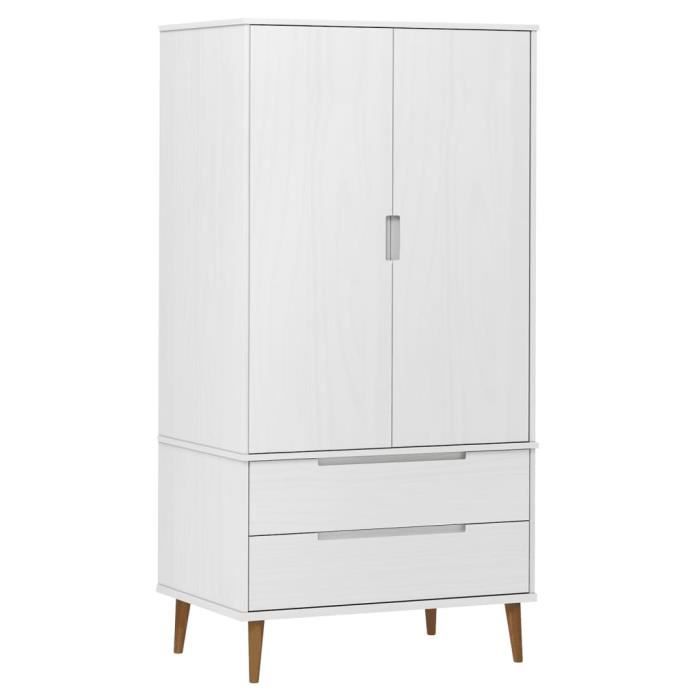 VidaXL Wardrobe MOLDE White 90x55x175 Cm Solid Pine Wood 350523