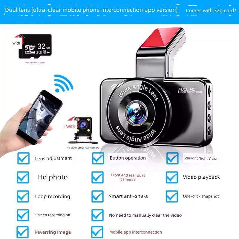 Driving Recorder 2026 New Model, Wire-Free 4K Ultra-High-Definition Front and Rear Dual Recording All-In-One Car Camera with 360 Panoramic View