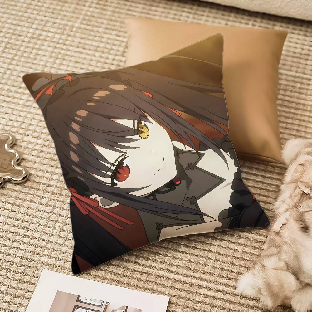

Tokisaki Kurumi Date A Live Pillow Case Anti-dustmite Invisible Zipper Sofa Bed 12x12Inch
