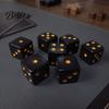 Black Gaming Dice 5/10/15Pcs 16mm with Golden Dots, 6-Sided Acrylic Board Game Set, Classic Tabletop Accessories Crack Resistant