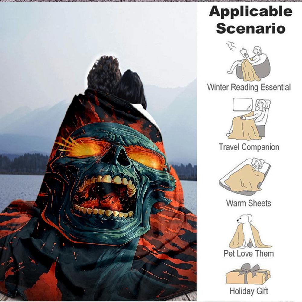 1pc Hellfire Blanket, Lightweight Flannel Throw Blanket For Sofa, Bed, Travel, Camping, Living Room, Office, Couch, Chair, And Bed