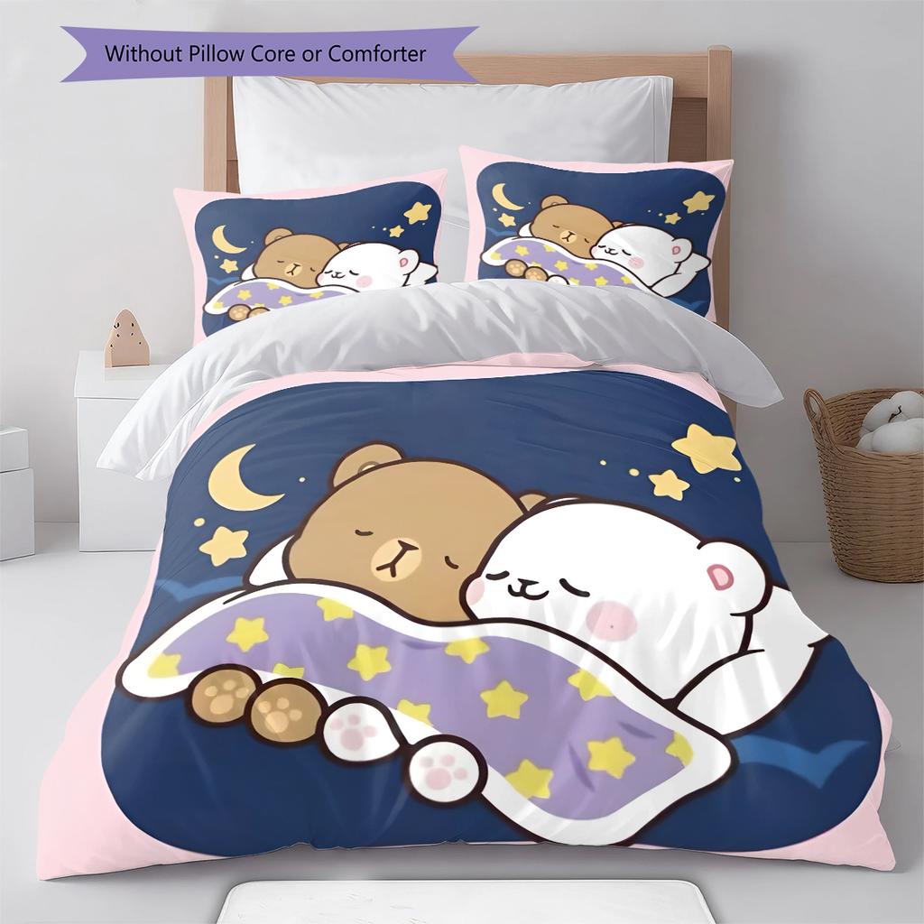 Set Copripiumino Trapuntato con Motivo Anime Federe Decorazione Casa Regalo di Compleanno (1 * copripiumino + 2 * federa, senza nucleo)