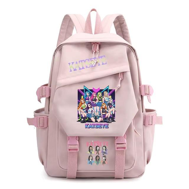 Girl Group Katseye Backpack Student Large Capacity School Bag Fashion Personality Casual Backpack Female розовый