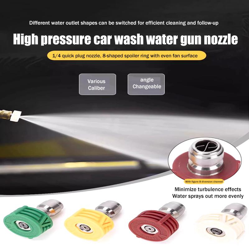 Car Wash Accessories 4-Color High-Pressure Washer Nozzle Quick Connector 1/4In High-Pressure Car Wash Gun Quick Plug Nozzle