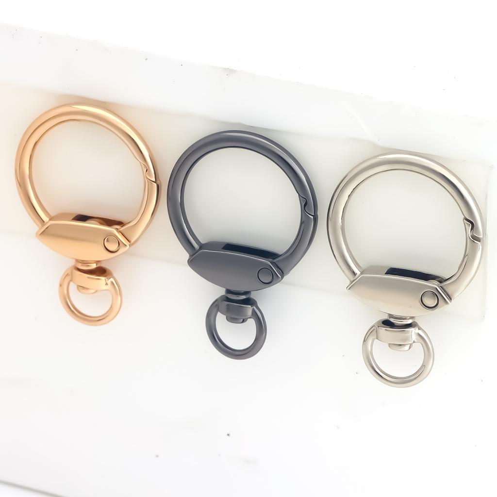 5pcs Round Keychain Clips Snap Hooks Spring Gate O Rings Buckles DIY Accessory Buckle
