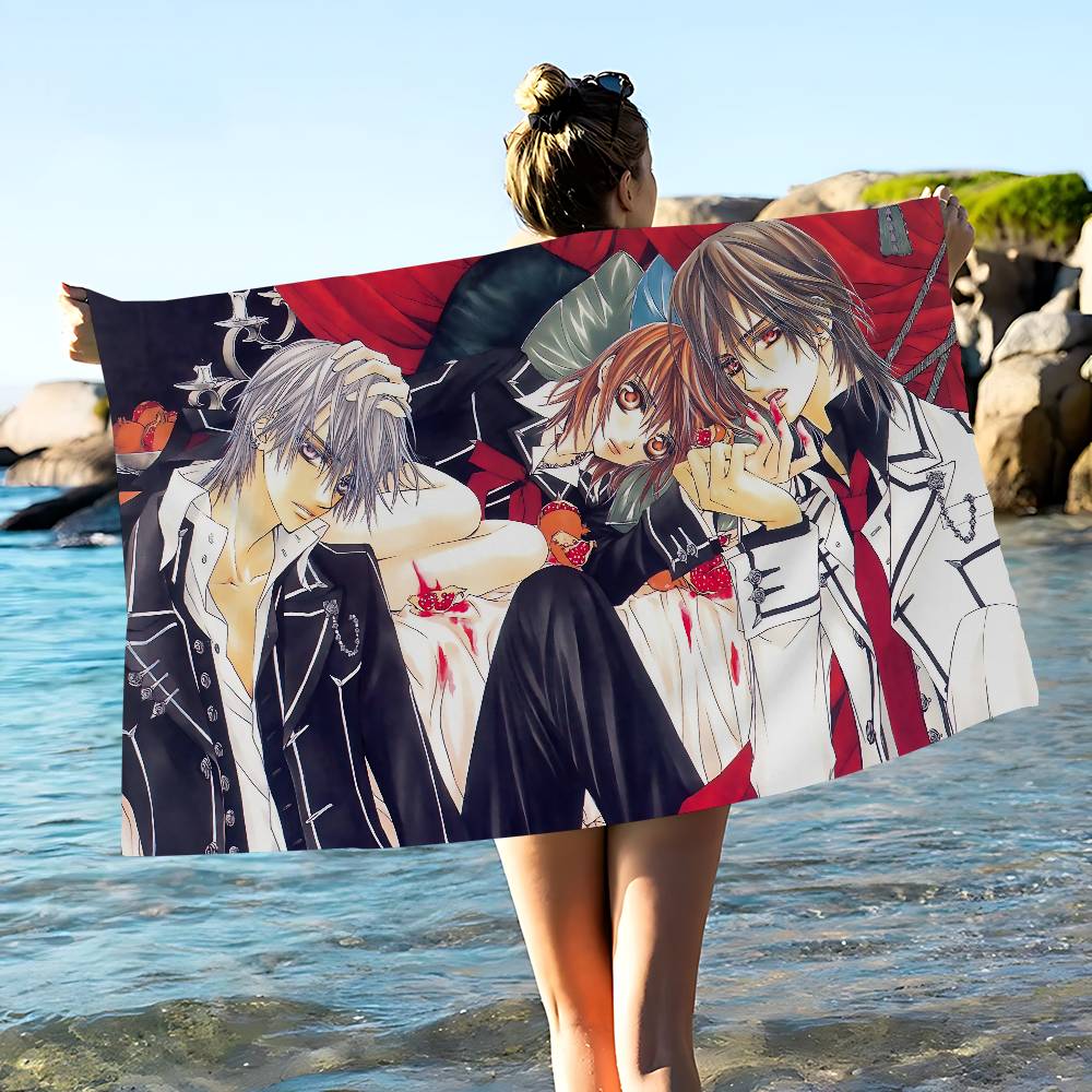 Anime V-Vampire K-Knight Microfiber Printed Beach Towel Mountain Climbing Yoga Beach Swimming Running Absorbent Soft Towel