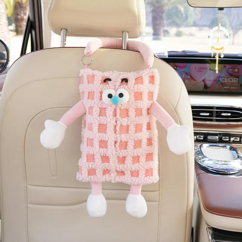 Car tissue box hanging cartoon monster Car seat back paper towel hanging bag Car paper box interior decoration supplies