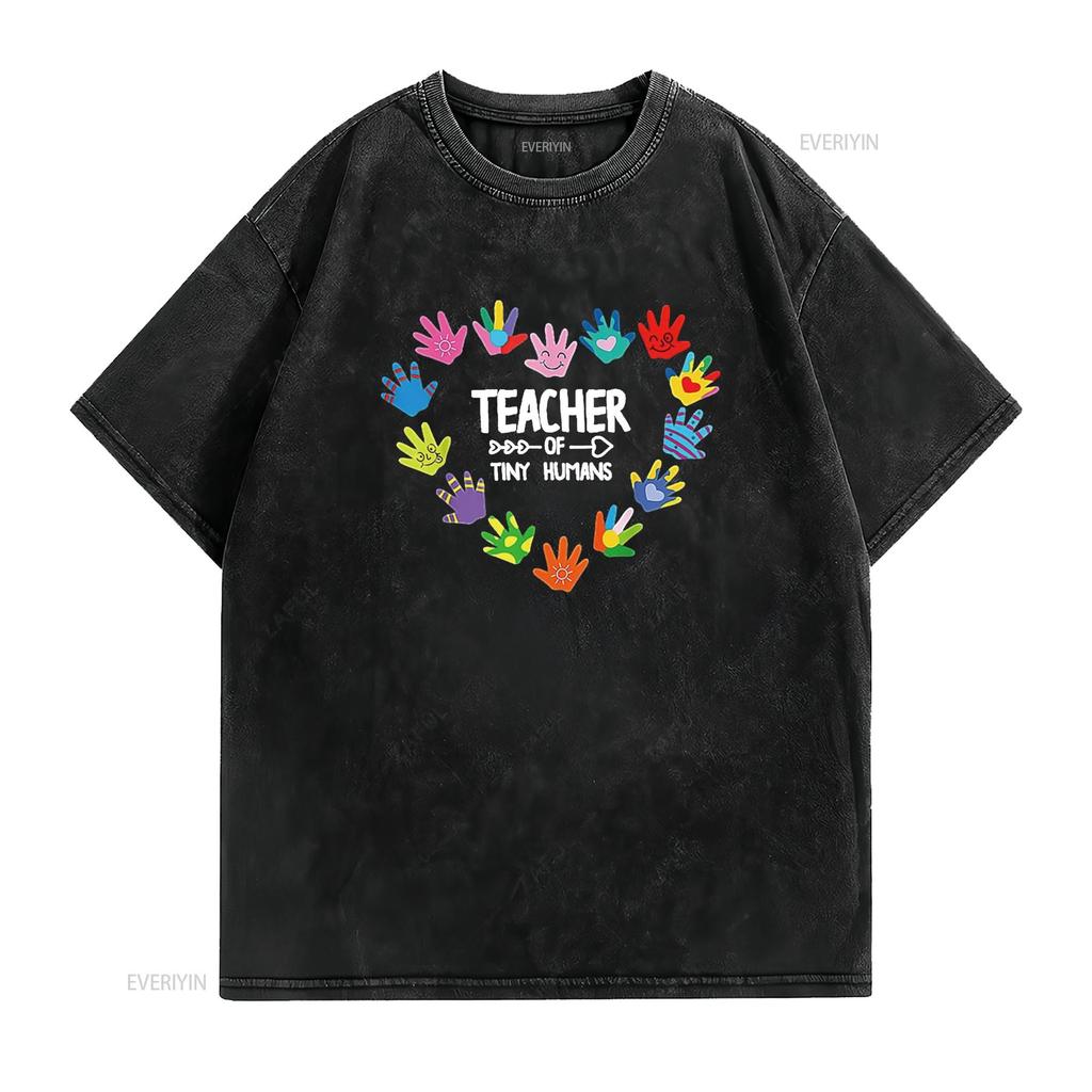 Teacher Of Tiny Humans Hands Heart Teaching Appreciation T Shirt vintage Washed Comfortable graphic Unisex Casual Stylish Soft