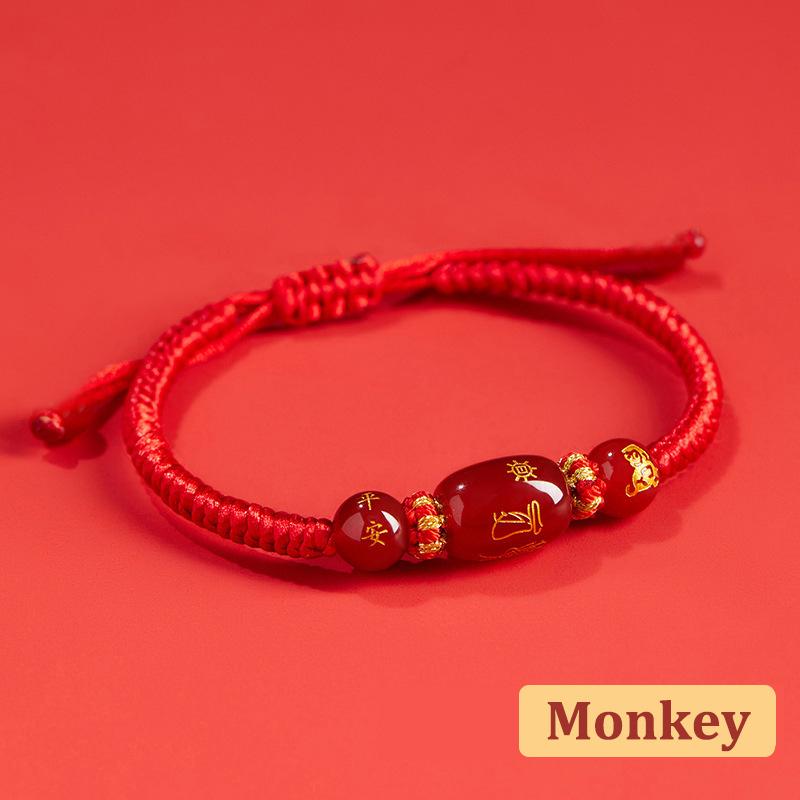 Náramek pletený z červené šňůrky ve stylu čínského zvěrokruhu Šťastný náramek pro rok pro muže ženy Náramek pro rok hada Šperky Dárky