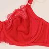 Plus Size Red Lace Bra and Panty Set, Adjustable Hook Closure Sexy Lingerie for Women