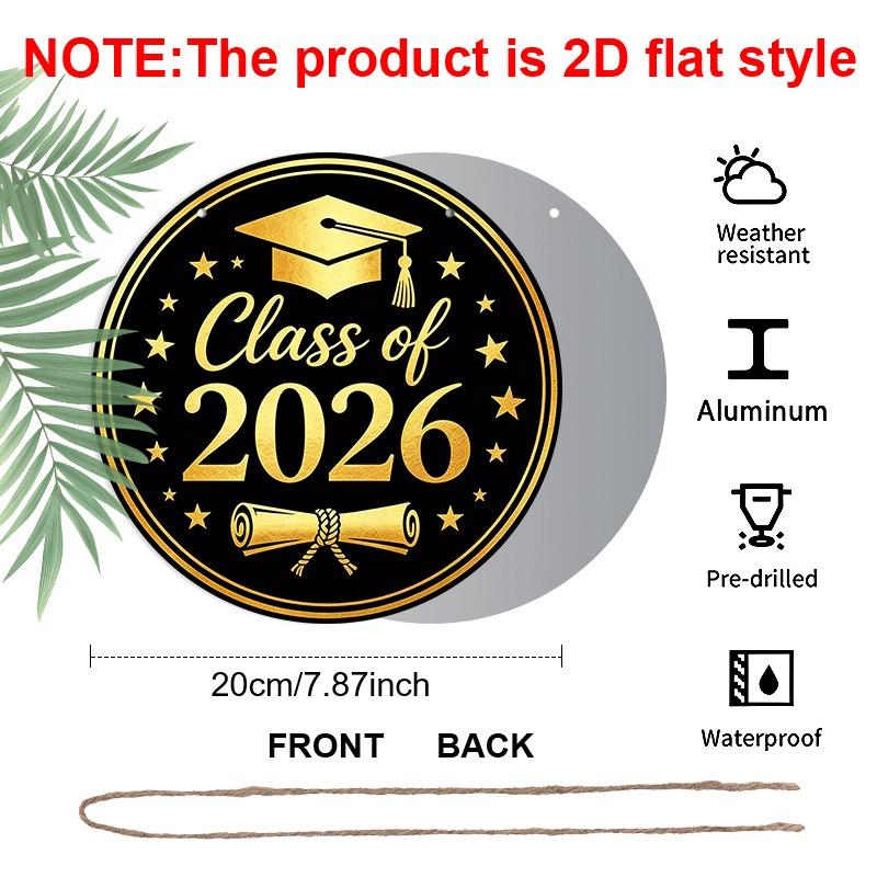 2D Flat Aluminum 2026 Graduation-themed Wall Hanging Available in Multiple Sizes, with A Black and Gold Light Luxury Elegant Design Is The Perfect