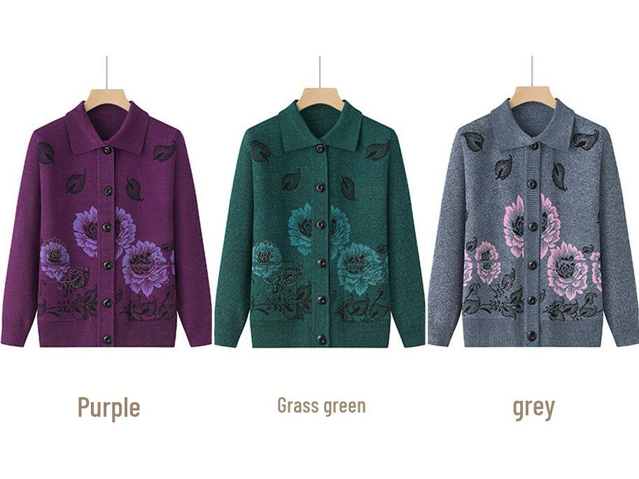 Lightweight Spring & Autumn Cardigan for Mature Women: Perfect for Mothers and Grandmothers in Their 70s and 80s, Loose Fit, Comfortable Knit Sweater