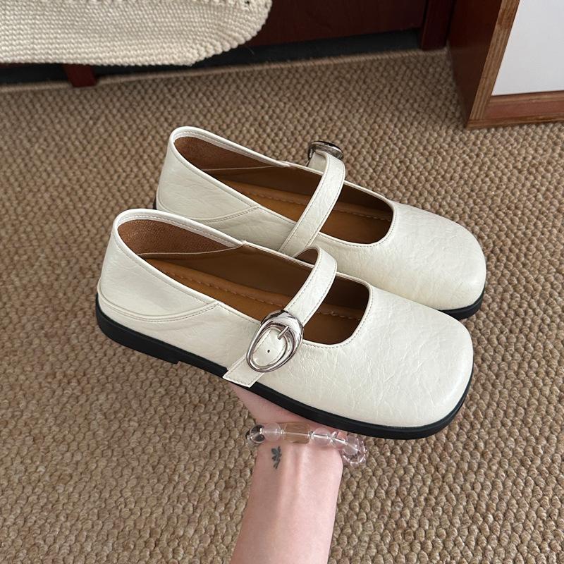Mary Jane Shoes Women's 2025 Summer New Shallow Mouth Japanese Soft Surface One-pedal Small Leather Shoes Female Student Casual Single Shoes