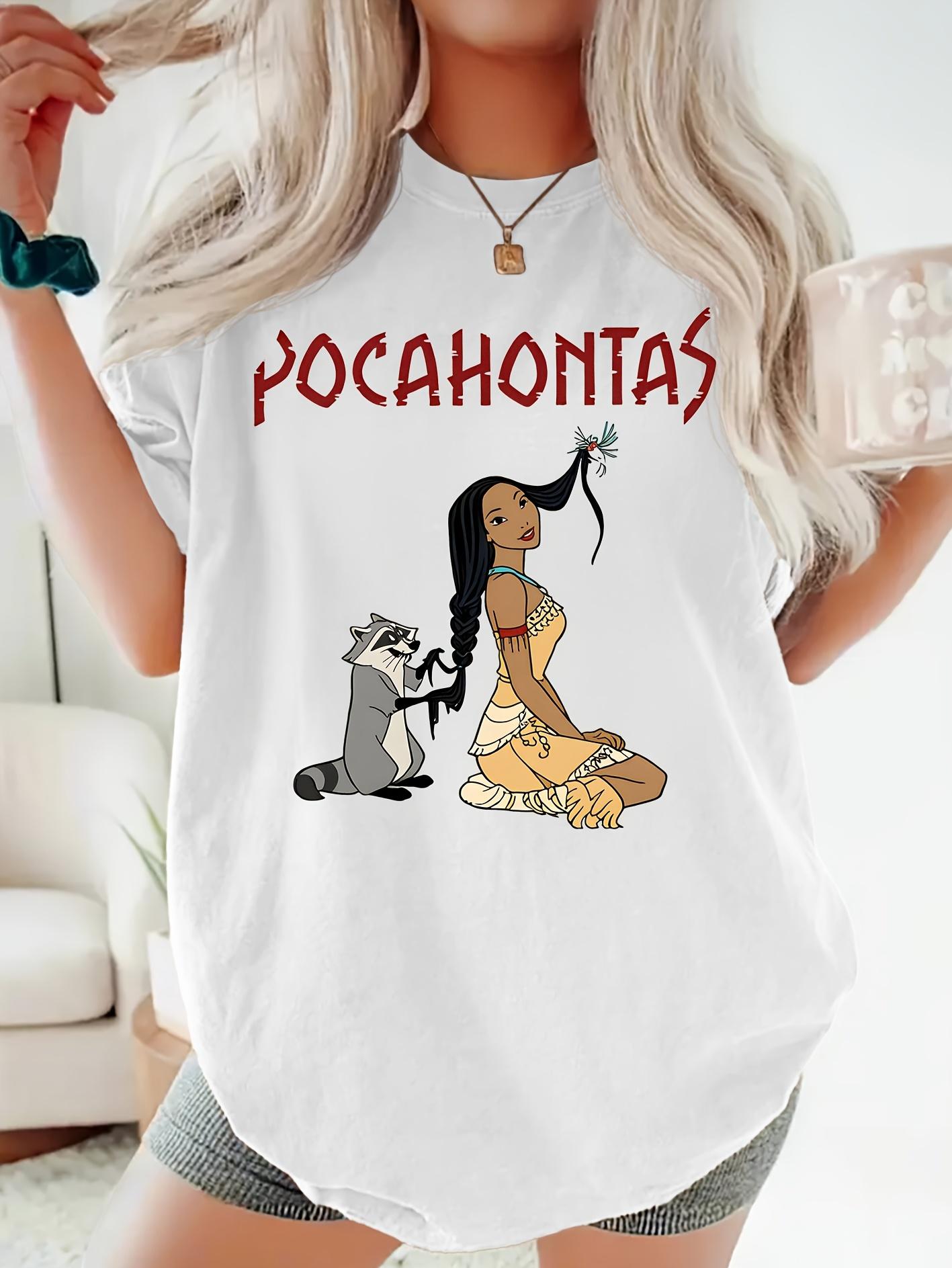 Womens Unisex Vintage Pocahontas Graphic TShirt Vintage Red Pocahontas and Grass Print Cotton Fan S