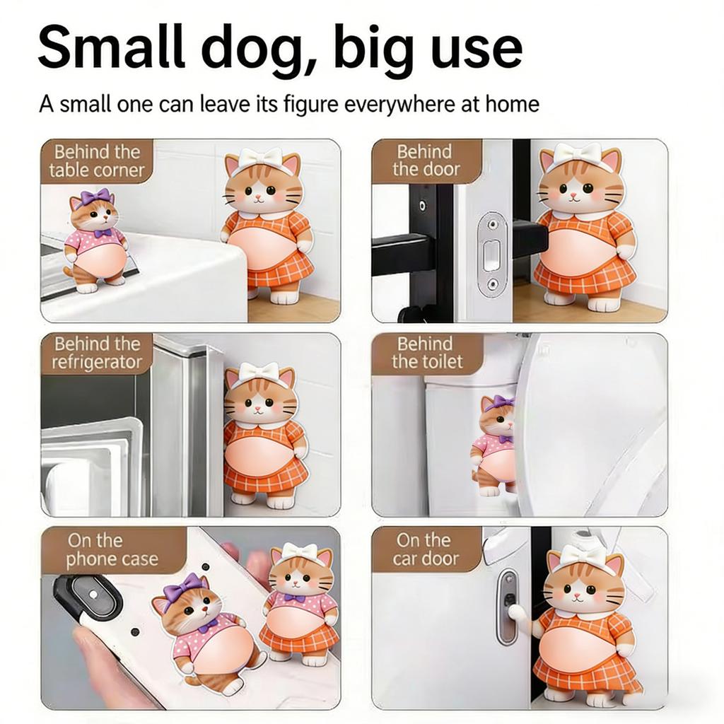 Pack of 2 Multifunctional PVC Delightful Adorable Moggie Squeeze Toys for Stress Relief Decor and Collision Prevention