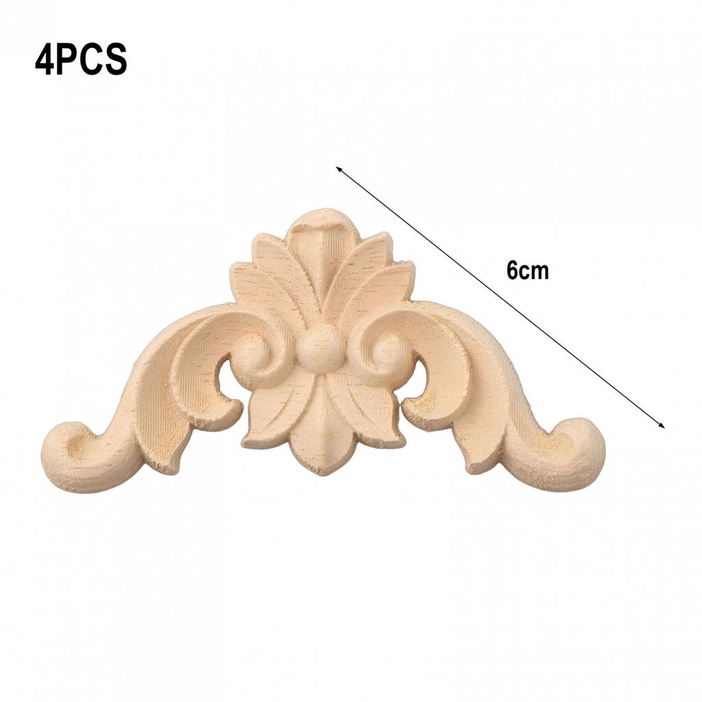 4x Wooden Carved Corner Onlay Furniture Applique Mouldings Decal DIY Home Decor