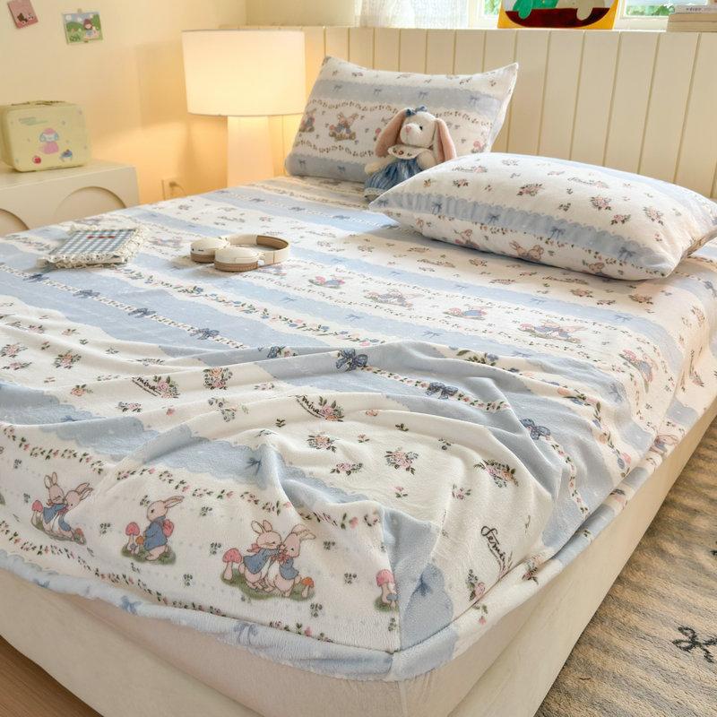 New Winter Milk Velvet Fitted Sheet, Single Piece, Fully Wrapped, Non-slip, Non-shifting Fitted Sheet, Washable and Machine Washable
