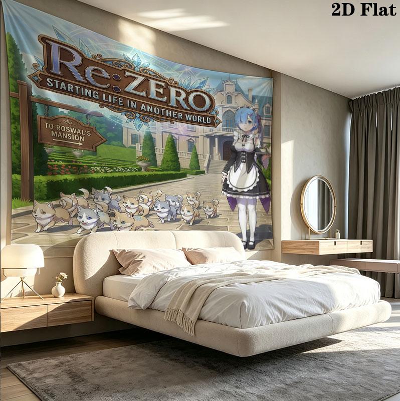 Re Zero Nástěnná tapiserie Estetická nástěnná dekorace Tištěná látková přikrývka Dekorativní tapiserie Pro ložnici Obývací pokoj Domácí dekorace