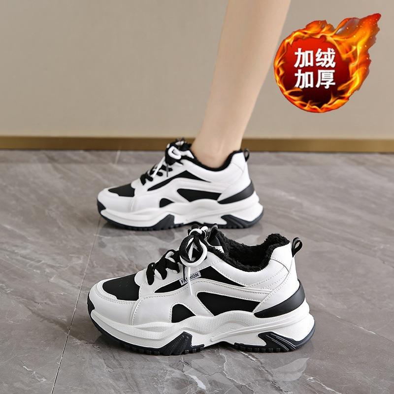 Winter velvet dad shoes 22 new ins thickened warm cotton shoes heightened sports tide shoes