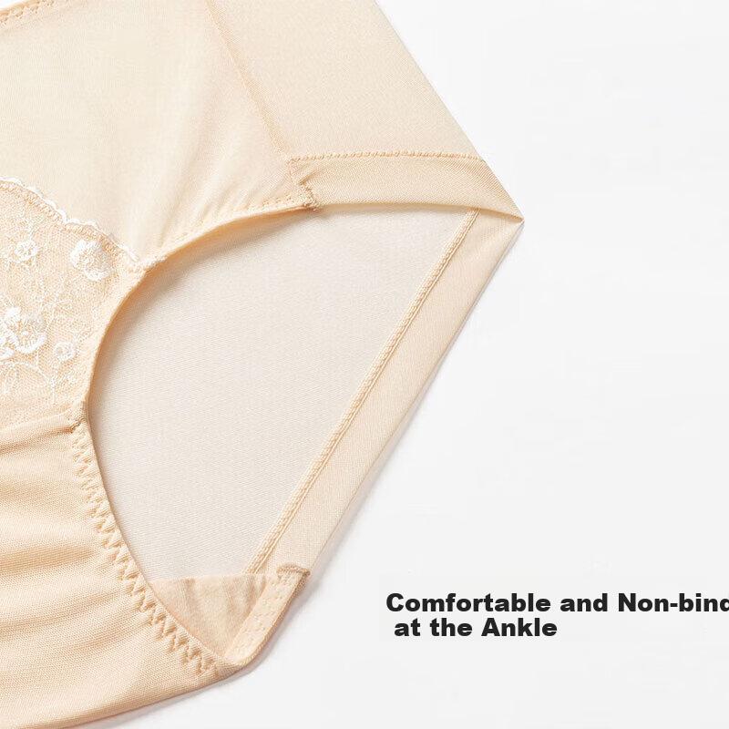 Ordifen Women's Underwear, Lace Natural Waist Mesh Embroidery, Luxurious Seamless Breathable Panties XP4512