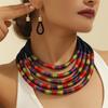 African Jewelry Set for Women Necklace Earrings Multi-layer Woven Choker Bridal Wedding Accessories