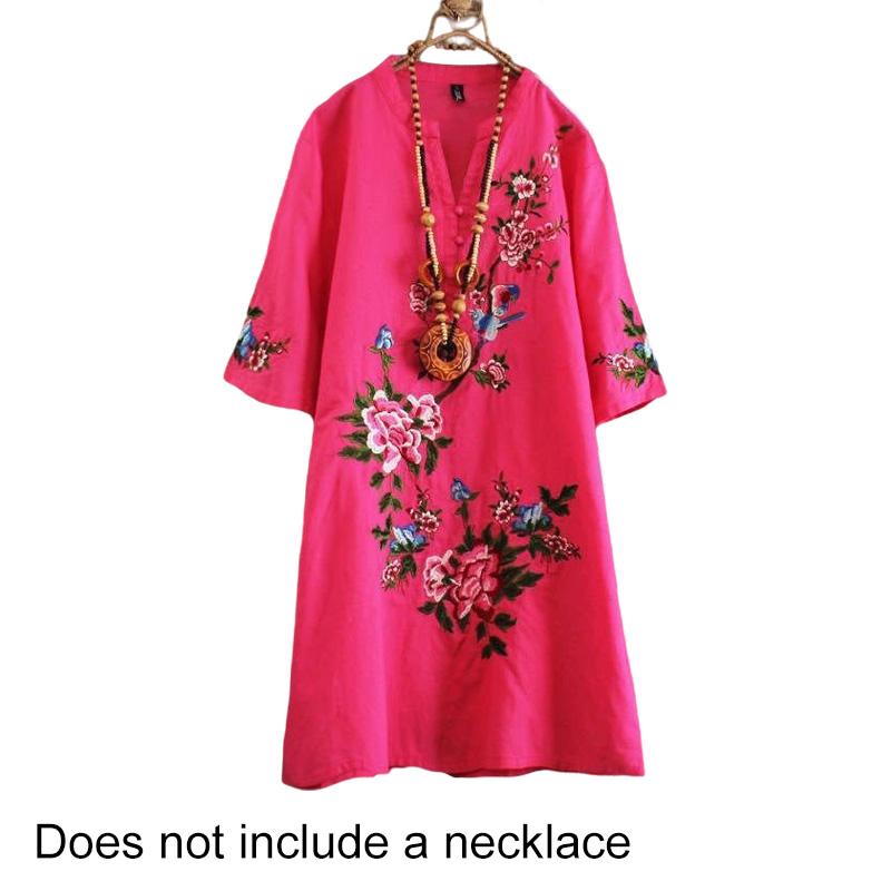 

1 шт. Платье с коротким рукавом, свободного кроя, большого размера, летнее, с вышивкой цветов, винтажное, женское, с новым воротником, юбка XL