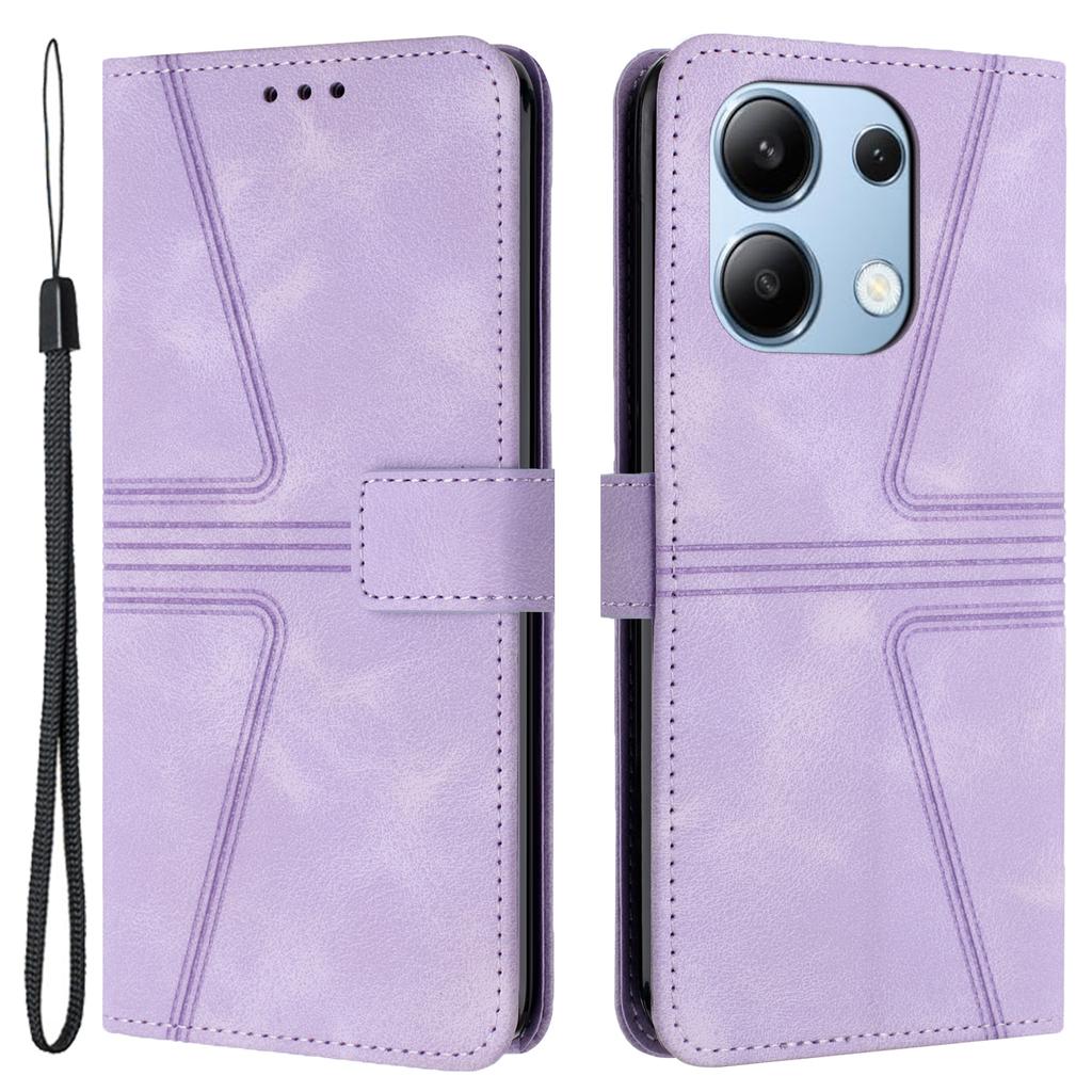 For Xiaomi Redmi Note 13 4G Triangle Imprinted Leather Case Folding Stand Phone Cover