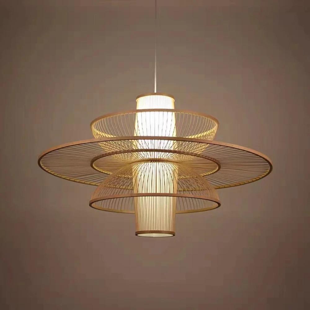 

Бамбуковая пасторальная ротанговая подвесная лампа Деревянное освещение для ресторана Китайский стиль Бамбуковые декоративные подвесные светильники No bulb