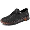 Damen Handgenähte Flache Loafer PU-Leder Bequeme Freizeitschuhe Größe 44 Weite Passform