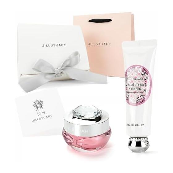 [Оригинальный продукт от производителя/Открытка в комплекте] JILL STUART Маска для губ (Белый Цветочный) и Крем для рук (Белый Цветочный) Набор, Уход за руками, Уход за губами, Косметика,