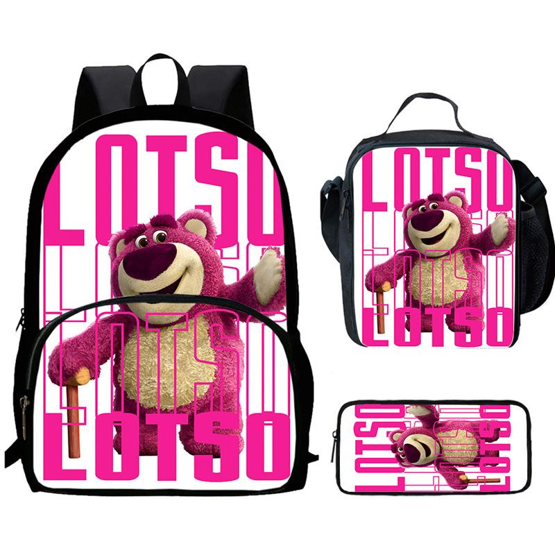Strawberry Bear School Bag High Definition Printing Multi-Function Oxford Lightweight Backpack