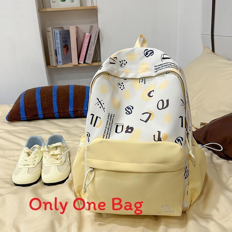 Youthful Nylon Letter Print Backpack For High School Students With Lightweight Design For Daily Use