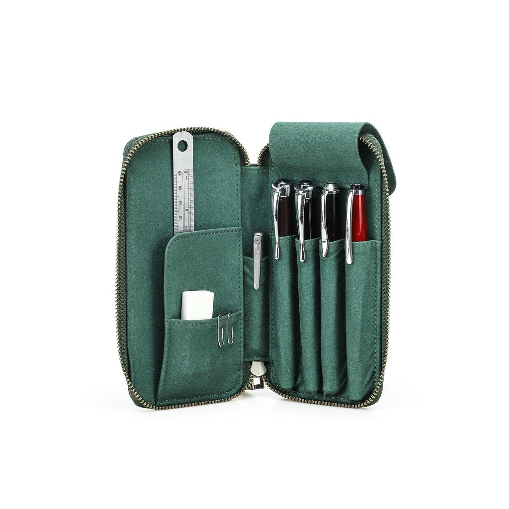 CONTACTS Astuccio per matite in pelle pieno fiore Fatto a mano Vintage Cerniera Porta penne Pochette con fessura per carte Organizzatore per penne Tasche Borsa per cancelleria