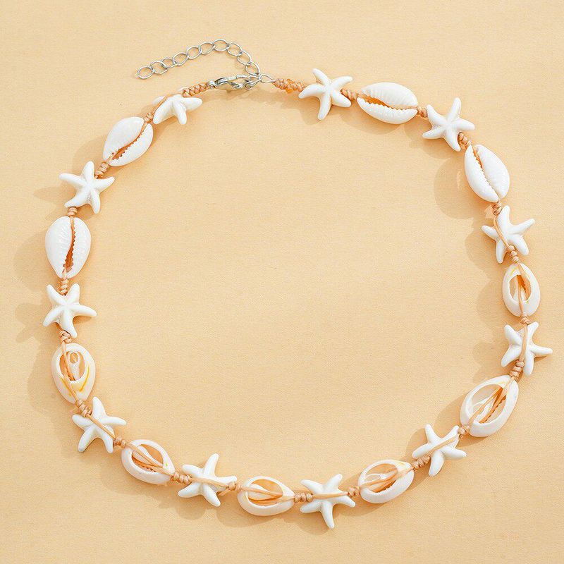 European and American Simple and Stylish Beach-Style Starfish and Shell Woven Necklace Hawaiian-Style Shell Bracelet Necklace