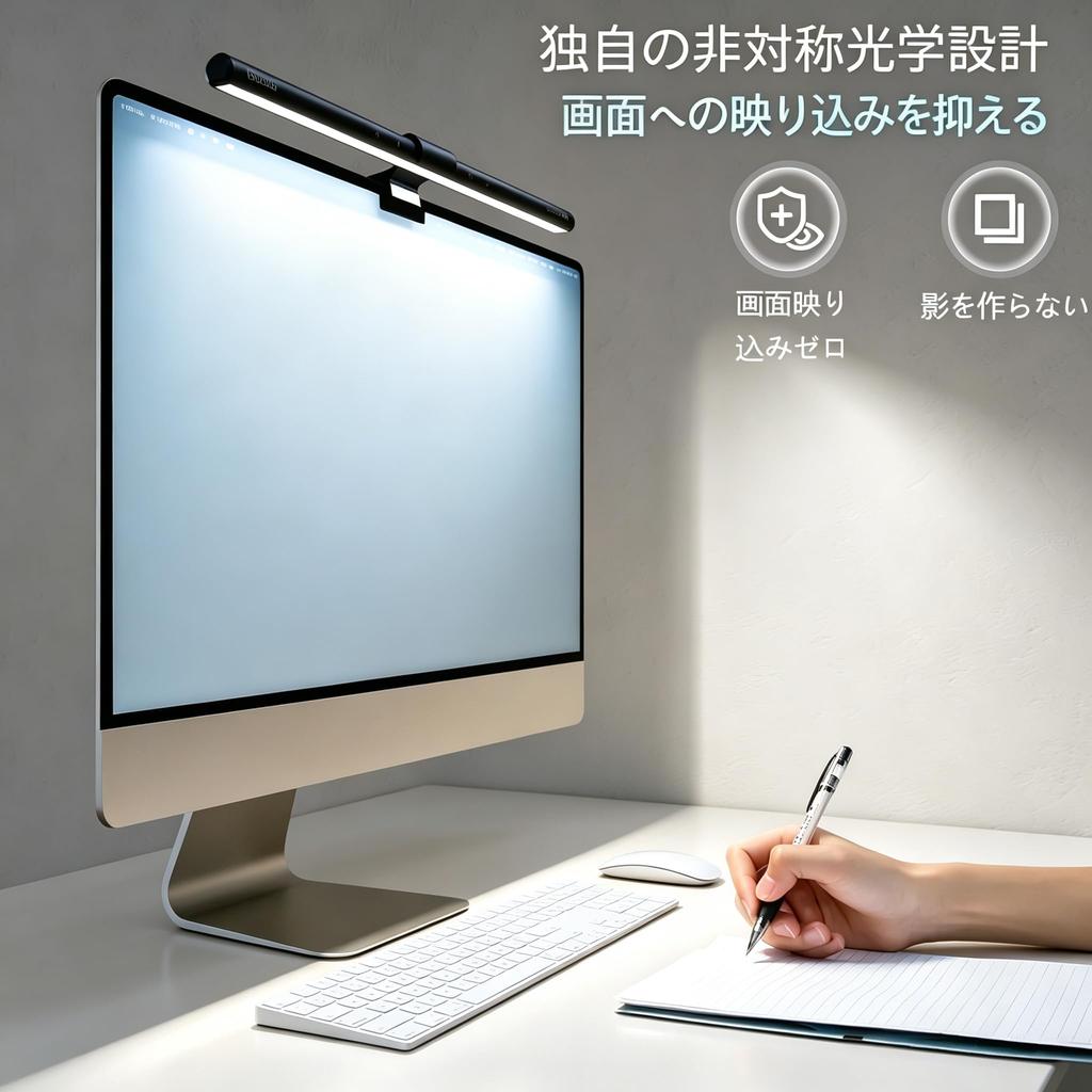 Quntis Monitor Automatic Color Temperature Brightness Black Light, 40cm, Dimming, Anti-Glare, & Adjustable, Eye-Friendly, Space-Saving,