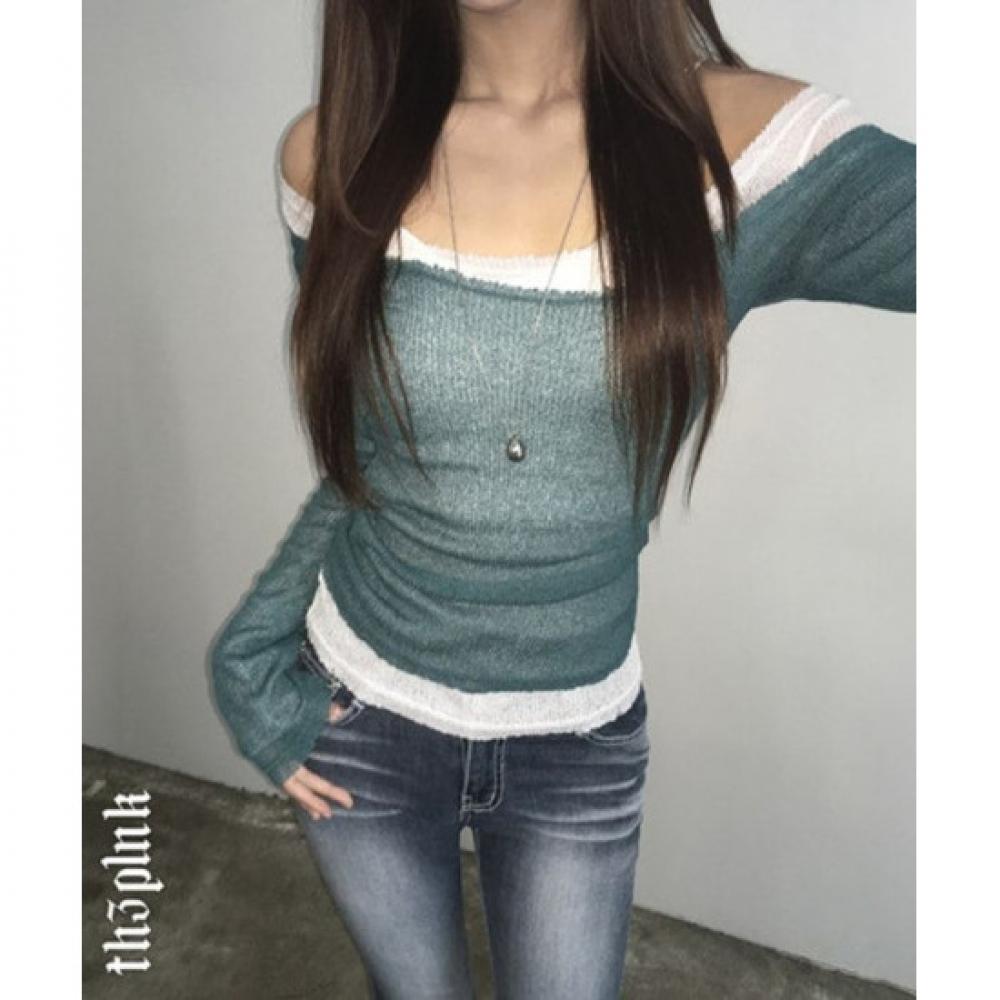 The Pink Morong Slim Fit Sheer Net Summer Long Sleeve Knit