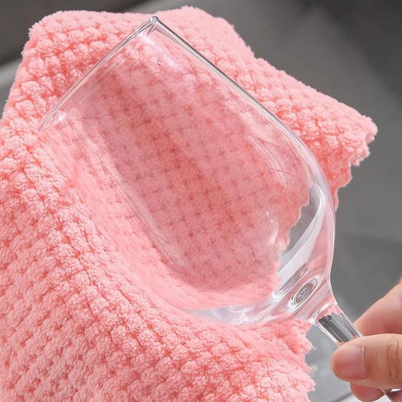 Waffle Weave Cleaning Cloths Super Absorbent Quick Dry Soft Coral Fleece No Lint Non Scratch for Car Detailing Kitchen Dish Washing