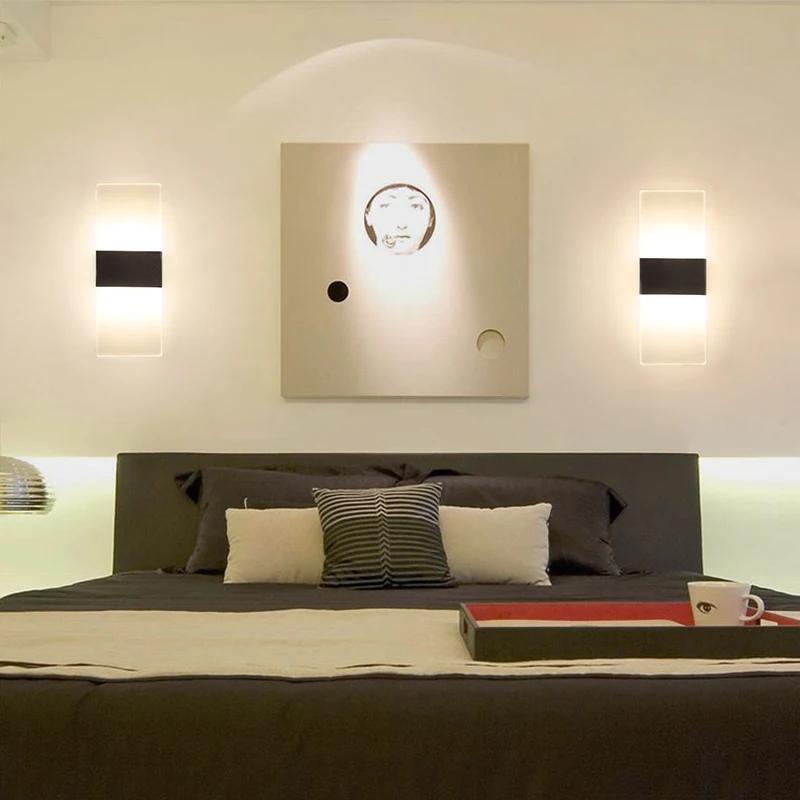 LED Acrylic Wall Light Modern Indoor Mount Sconce Lighting Fixture for Bedroom Bedside Corridor Stair Decoration 85-265V